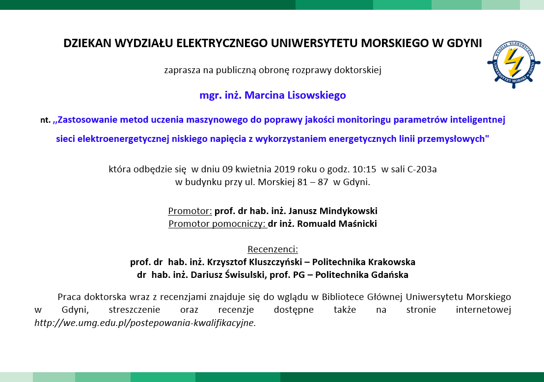 Obrona mgr. inż. M. Lisowskiego