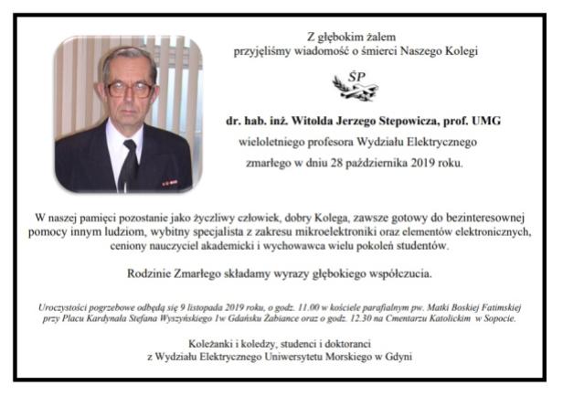 dr hab. inż. W. J. Stepowicz, prof. UMG